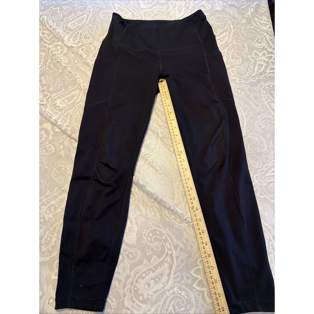 Three (3)High Waisted 90 Degree by Reflex Black Leggings W/pockets Sz M Exercise